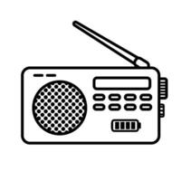 Portable radio receiver with extended antenna outline icon symbol vector