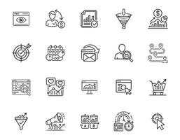 Modern Analytics and Conversion Tracking Icons Pack 20 Elements vector