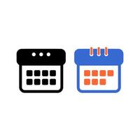 Black and Blue Flat Calendar Icon Set, A set of two simple and flat design icon representing a calendar vector