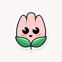 Cute Kawaii Flower Bud Illustration. A cute and simple kawaii style illustration of a flower bud with a smiling face and big round eyes vector