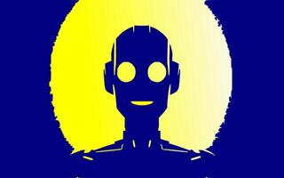 Minimalist Robot Head on Contrasting Circular Backdrop vector