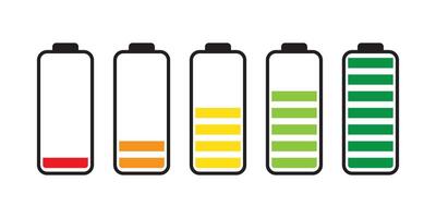 set of Battery colorful icons. Battery charge level indicators. Charging energy icons. hone Battery life icon. vector