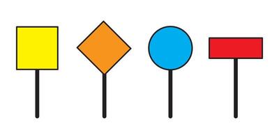 Set of blank road sign. Highway attention road sign collection. Empty traffic signs isolated on transparent background. vector