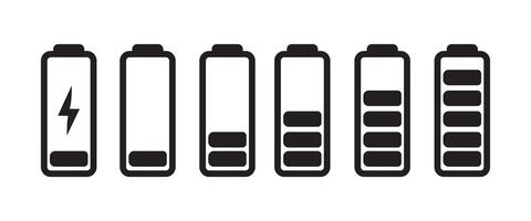 battery level indicators. battery charger icon. Battery icon, illustration of charging battery. Battery indicator symbols. vector