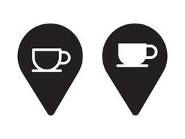 coffee shop pin location icon set, design is isolated on a white background, vector