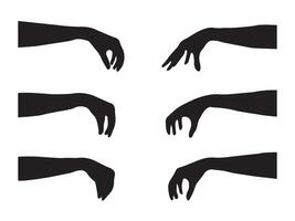 hand silhouette icon. Set of different hand gestures. Hand gestures silhouettes collection. vector