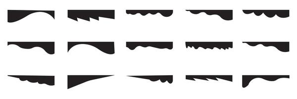 Modern Black Dividers Shapes for Website Pictogram Set. Set of abstract design separator header and border for website and app. Different borders for website, banner, app, poster, background vector