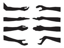 Set of hand silhouette icon. different hand gestures. Hand gestures silhouettes collection. vector