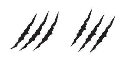 animal Claw scratches mark set. Intricate claw silhouettes,wild beast paw marks with sharp fissures texture, vector