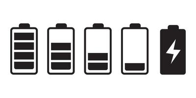 battery icon set. battery level indicators. battery charger icon. Battery icon, illustration of charging battery. Battery indicator symbols. vector