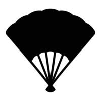 Simple silhouette of an Asian folding fan with scalloped edge design vector