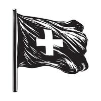 Design Swiss Flag Black And White Waving Images isolated on white Background. vector