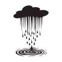 Silhouette Clouds and rain drops image. Drawing Of A Rain Cloud Image isolated on white background. vector