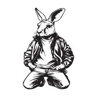 Kangaroo Costume Stock Illustrations. Kangaroo wearing custom jacket image on white background. vector