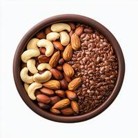 Nutritious Mix of Nuts and Seeds in a Bowl photo