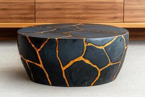 Exquisite Gold-Accented Crackle Coffee Table for a Modern Home photo