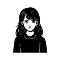 Upset Girl Cartoon Face vector