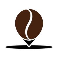 Coffee Bean Location Pin Logo of Cafe Map Marker with Roasted Bean Shape for Coffee Shop and Navigation Concepts vector