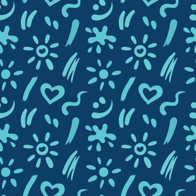 Strokes of sunscreen cream seamless pattern. Texture of lotion, spray, oil, toothpaste smudges. SPF cosmetic products touches. Sun, heart, smile, blob smears shapes. Flat design