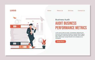 Landing page template of Business audit Business Process Perfomance. Flat illustration vector