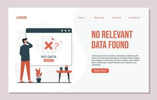 landing page design template of No data concept non-fungible data protection. vector