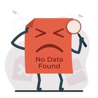 Sad red paper with word No Data. illustration in flat style vector