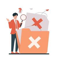 No data concept Illustration showing data error, missing files, and corrupted documents symbolizing no data access or failure vector