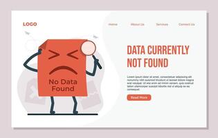 landing page of No data concept data center with sad face and magnifying glass vector