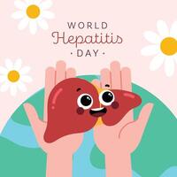 World Hepatitis Day flat poster design with open hand imagery representing care awareness and shared responsibility in health support and advocacy vector