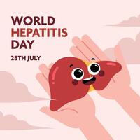 Flat style poster layout for World Hepatitis Day featuring an open hand gesture representing awareness, compassion, and the importance of giving support to others vector
