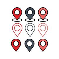 Set of location pin icons, Navigation map, location navigation icon, geo location point illustration isolated on white background vector