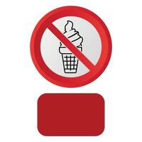prohibitory red sign icon no ice cream allowed isolated on white background vector