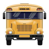 stylized detailed school bus icon front view on white background vector