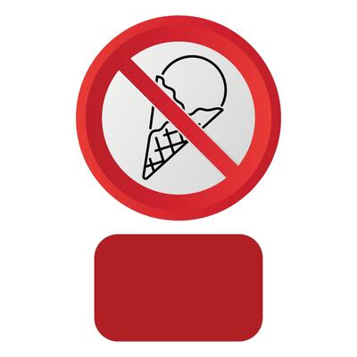 prohibitory red crossed out sign no ice cream allowed