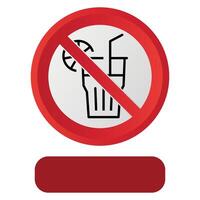 prohibitory red sign icon prohibited drinking and consuming beverages isolated on white background vector