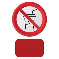 stylized prohibitory red sign icon prohibited drinking and consuming beverages isolated on white background vector