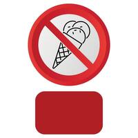 stylized prohibitory red sign icon no ice cream allowed isolated on white background vector