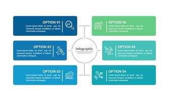 6 Steps or Options infographic design template. Diagram, Report, Business and Corporate presentation. vector