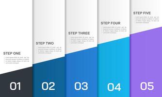 Colorful gradient presentation showing 5 steps of business growth. Business Presentation, Report, Data, Plan and Marketing. vector