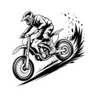 motocross rider splashing through a muddy paddle splash on white background illustration vector