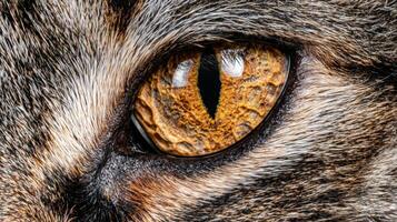 Close Up of a Cat's Golden Eye Macro Photography photo