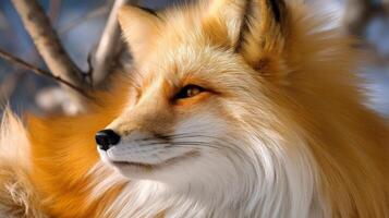 Red Fox Portrait in Winter Snow Closeup Wildlife Photography photo