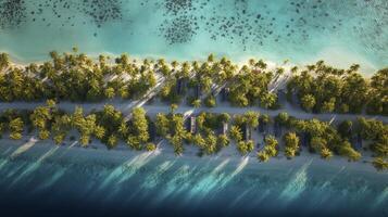 Aerial View Of Tropical Island Paradise With Lush Palm Trees And photo
