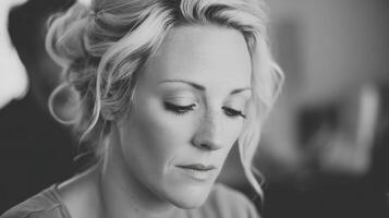 Soft Dreamy Black and White Bride Portrait photo