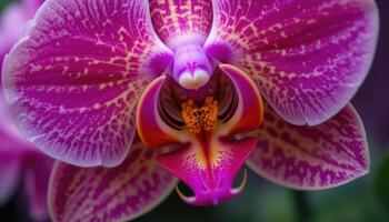 Closeup of a Purple and Pink Flower Blossom with Intricate Petals photo