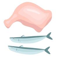 Fresh Chicken and Fish for Healthy Protein Source vector