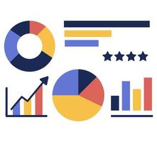 illustration depicts analyzing data charts and graphs, and explaining marketing concepts vector