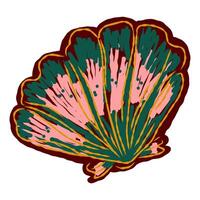 a pink and green shell with a green stem vector