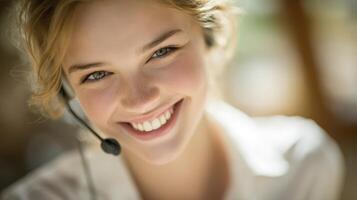 Smiling Customer Service Agent Portrait photo