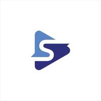 Modern blue S play button logo for streaming, ai, startup, tech, marketing, agency, it firm, saas, software company vector